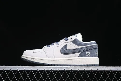 All categories Air Jordan Jordan series basketball shoes Air Jordan 1 Low High-end customized low-top sneakers Air Jordan 1 Low AJ1 Joe 1 OF joint-Quanzhuba cement gray label High-end customized low-top retro basketball shoes DM9188-002